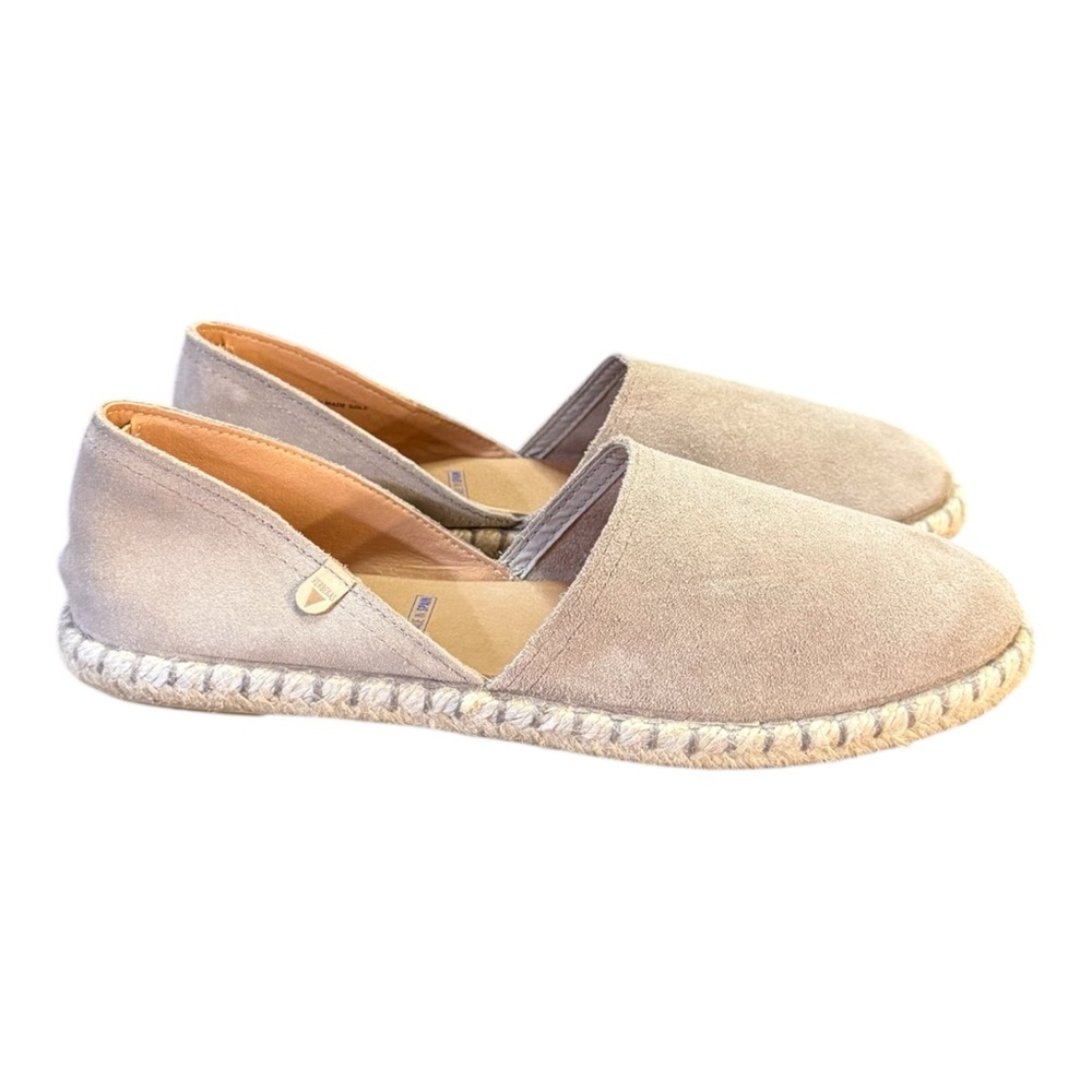 Classic Suede Espadrille Slip-Ons in Taupe